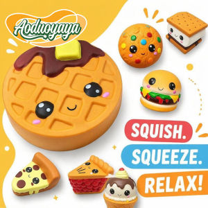 Aoduoyaya Jumbo Squishy Fidget Toy Slow Rising PU Stress Relief Mainan Comel Pizza Cake Waffle Gift SqueezeToy