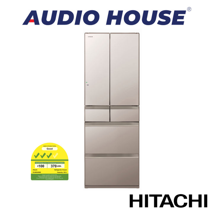 HITACHI R-HW540WS-XN 540L 6 DOOR FRIDGE COLOUR: CRYSTAL CHAMPAGNE