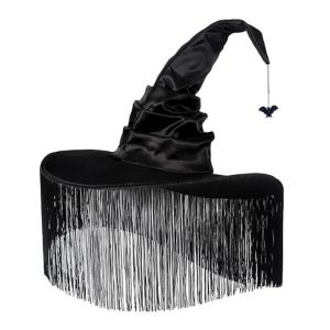 EXCES Tassel Cover Halloween Witch Hat Ghost Spider Pendant Gothic Cosplay Accessories Party Headwear Tall Pointed Cone Top Pointed Mage Hat Halloween Party