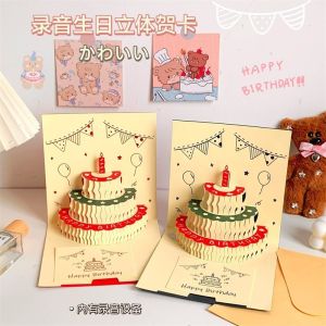 Happy Birthday Cake Pop-up Greeting Card Birthday Card with Music and Light Creative Celebration Birthday Gifts