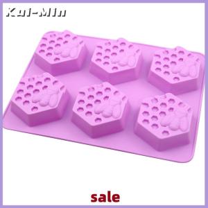 Kui-Min แม่พิมพ์ซิลิโคนทำสบู่3D 6ชิ้นแม่พิมพ์ซิลิโคนรูปผึ้งทำด้วยมือแม่พิมพ์สบู่แฮนด์เมดแบบทำมือแม่พิมพ์เค้กรังผึ้งโฮมเมด
