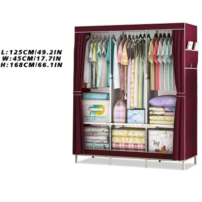 Big Size Zipper Wardrobe Multifunction Non-Woven Fashion Saving Space Dustproof Clothes Storage Rack