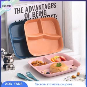 Aokago จานแบ่งสลัดผลไม้จานสามช่องแบบตะวันตกจานอาหารจานอาหารถาดอาหารเครื่องใช้ในครัว