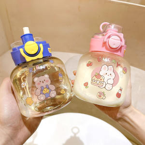 Botol Minum Air XT3208 Plastik Anak 700Ml Kartun Lucu Bebas bpa 2fungsi Sedotan / tanpa sedotan FREE STICKER