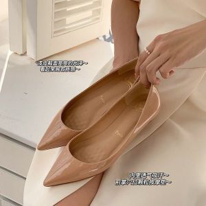Red Bottom Flat Shoes 2024 New Spring and Autumn French Style Temperament Nude Color Red Bottom Flat Shoes Womens Shallow Mouth Pumps Women