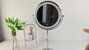 Gương trang điểm có đèn JANEEVA 10X với 3 chế độ chiếu sáng đèn có thể điều chỉnh độ sáng 8 inch gương trang điểm có đèn có thể điều chỉnh độ cao gương phóng đại hai mặt 1X 10X có thể sạc lại xoay 360 độ. ° Xoay Chrome