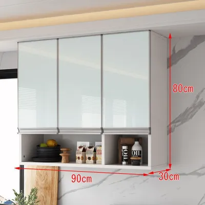 Wooden kitchen cabinets for storing seasonings wall mounted cabinets kitchen balconies tempered glass doors