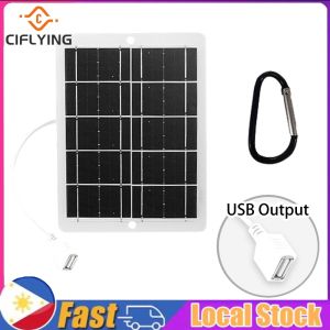 【Arrive In 1-3 Days】 Portable 3W/6W/10W Solar Panel with Carabiners Lightweight USB Charger for Mobile Phones and Camping Power