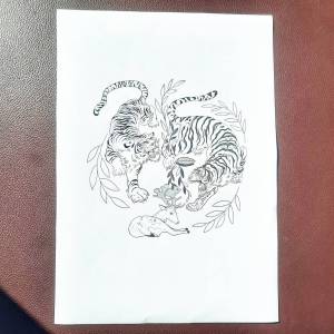 แบบสักลาย ลายลายเสือ เเทดทูรอยสัก 1 ชุดมี 40 แผ่น (ไม่ใช่สติ๊กเกอร์) กระดาษขนาด A4