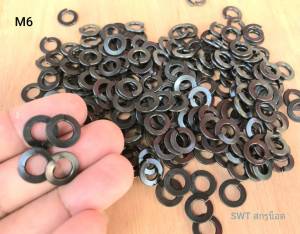แหวนสปริงดำ M6 ขนาด 1/4 ดำ เบอร์ 10 แหวนสปริงดำเหล็กหนา แข็งแรงได้มารตฐานน็อตไทย
