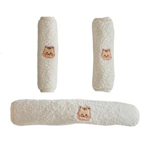 3 Pieces Strollers Armrest Sleeve Set for Baby Strollers Including Shoulder Belt Protectors and Plush Handlebar Cover