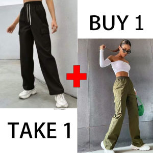BUY 1 TAKE 1 CARGO Jogger Pants With Side Pocket Plain Taslan Cargo Pants Freesize