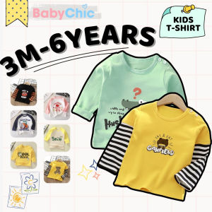 เสื้อยืดแขนยาวยูนิเซ็กซ์สำหรับเด็ก แขนยาวสำหรับเด็กชายและเด็กหญิง อายุ 3 เดือนถึง 6 ปี【TAOXIAOMU】