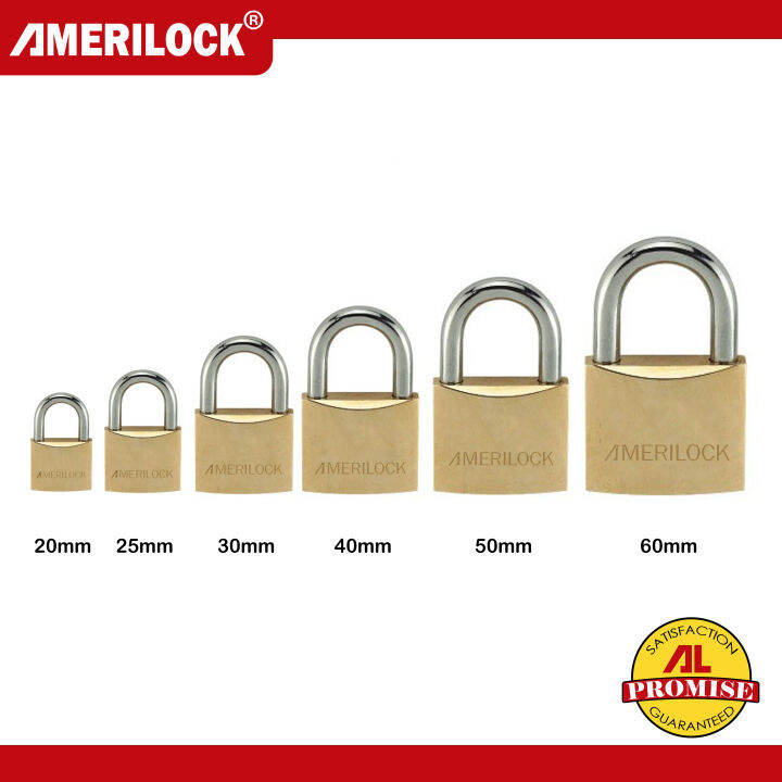 AMERILOCK Heavy Duty Brass Padlock for Gate (20mm, 25mm, 30mm, 40mm ...