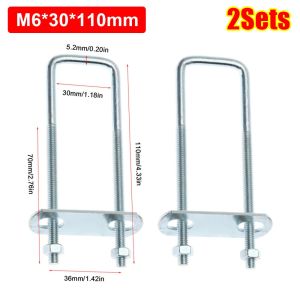 NEXTYOO 2Sets Bu lông U góc phải Kẹp vuông Có bộ chia hướng Sắt Bolt vuông m6 Kẹp ống U