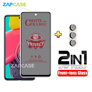 PAKET 2in1 Anti Gores Layar Privacy Samsung M53 5G Free Tempered Glass Camera Lens