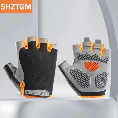 [COD] SHZTGM ถุงมือปั่นจักรยานแบบครึ่งนิ้วใช้ในออกกำลังกายได้ ถุงมือฟิตเนส ปั่นจักรยาน