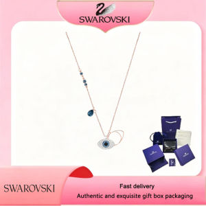 【Official Store】Swarovski (New) Fashionable ladies Necklace Rose gold blue gemstone Duo Evil Eye Pendant Valentines DayGiftBirthday Gift