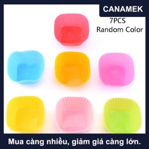【CANAMEK】 7 cái lốc Silicone bánh cup hình tròn muffin cupcake nướng khuôn Nhà Bếp Nấu Ăn Cung cấp bánh trang trí công cụ