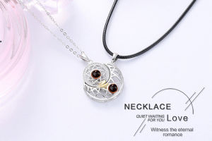 Sinboia S925 Sterling Silver Couple Necklace Sun Moon Pendant Magnetic Induction Projection Clavicle Chain Necklace
