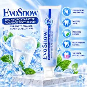 BEST SELLER EvoSnow 10% Hydroxyapatite Toothpaste Enamel Strengthening Remineralizing Whitening Formula Fresh Breath Oral Hygiene Gum Care Surface Stain Removal Sensitive Teeth Mineral Protection Daily Dental Cleaning Premium Smile Care