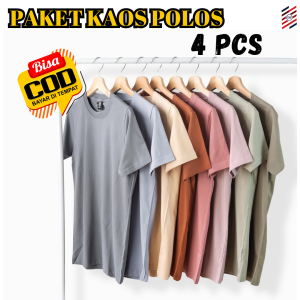 PAKET HEMAT KAOS POLOS LENGAN PENDEK 4 PCS