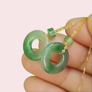 Donut Jadeite Earrings – Natural Type A Jadeite 18K Gold Thread Harmony of Five Elements (18k10)(18k10)