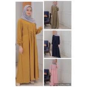 Baju Gamis Wanita Terbaru Muslim Bahan Manggo Crepe Polos Umbrella Dress Line A Mekrok