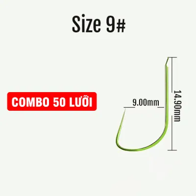 Lưỡi Câu Cá Nanh Sói (50 Lưỡi) Không Ngạnh Lưỡi Câu Đài Làm Từ Hợp Kim Cao Cấp