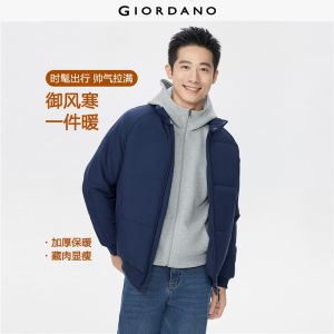 Giordano Men Stand collar raglan sleeve padded jacket Free Shipping 01075707