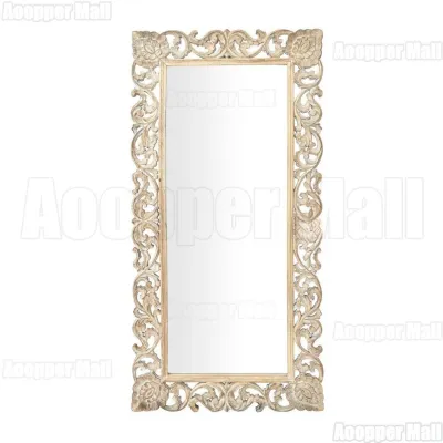 Living Room Wall Mounted Dressing Mirror French R Carved Floor Mirror Antique Style Vintage Full-length Mirror Fitting Mirror