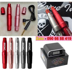 [Full Hộp] Máy xăm pen Bronc chính hãng - Máy Bronc 2 đầu kim pen và kim Blackpearl phun xăm