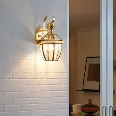 Đèn Tường Đồng Nguyên Chất Cao Cấp Và Thủy Tinh Chống Nước Đèn Tường Đèn Trụ Cổng Hành Lang - Bảo Hành 5 Năm