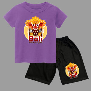 SETELAN CELANA PENDEK DAN KAOS OBLONG ANAK 1-10TAHUN SABLON barong bali island of god BAHAN KATUN