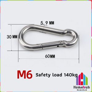Homehub Snap Hook 304 Stainless Steel Carabiner metal Hook Spring Outdoors Sport Clip M5 M6