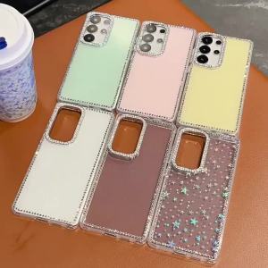 Bling Glitter Clear Phone Case For Samsung S25 Ultra S24 FE Case A56 5g A16 A55 A17 A26 A07 A36 S23 Ultra Shockproof Soft Cover
