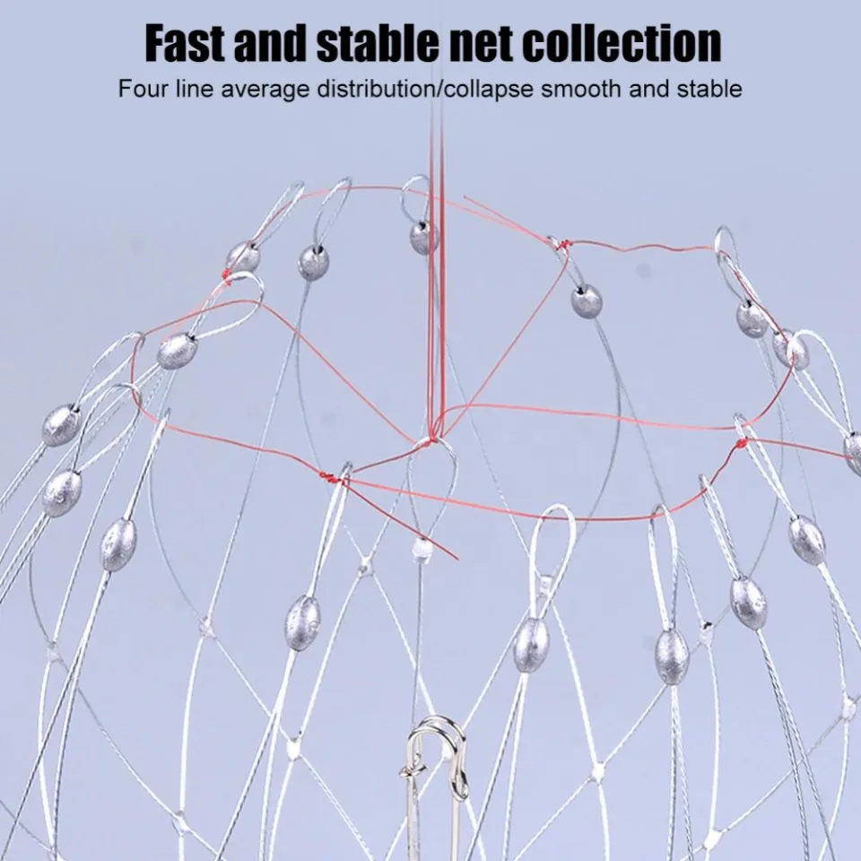 Fishing Net Cage Automatic Open Closing Fish Crab Network Steel Wire  Collapsible Outdoor Fishing Accessories