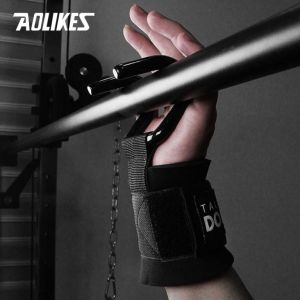 Quấn cổ tay có móc thép trợ lực nâng đẩy tạ kéo xà kéo xô Deadlift...chính hãng Aolikes 7642 - Linh Lee Sport