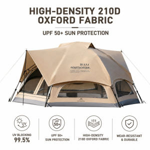 MOUNTAINHIKER Outdoor camping automatic tent hexagonal tent rainproof and sunproof authentic mushroom tent mushroom suitable for families of 6-8 people.