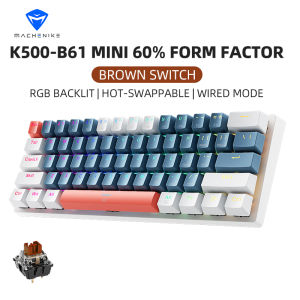 Machenike K500 B61 Wired Mechanical Keyboard 61 Keys Hot-Swappable Transparent PC Keycaps RGB Backlit