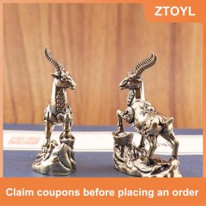 【ZTOYL】 Vintage Brass may mắn hoàng đạo động vật bước kho báu Linh Dương tượng Máy tính để bàn trang trí nhà trang trí