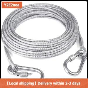 【Local shipping】 3-10m hai đầu con chó Tie ra cáp Dây Xích raction dây kim loại khóa dây thép chống gỉ đào tạo cổ áo chó ngoài trời dây đeo
