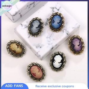 Aokago เข็มกลัดพลอยเทียมสำหรับผู้หญิงรูปปั้นหัวสไตล์กอทิกวินเทจ