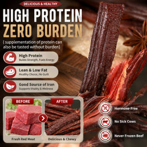 Hand Shredded Beef Jerky 100% Pure Beef Air-Dried Snack Tender Healthy Protein Snack Pregnancy-Friendly Halal Certified