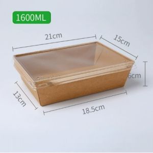 Kraft Lunch Box with PET Lid - Takeaway Bento Box 100/200/400 Pcs Window Kraft Boxes for Food Storage