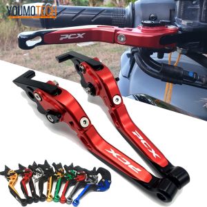 สําหรับฮอนด้าHonda PCX160 PCX150 PCX125 ABS/CBS/STD 2014-2025รถจักรยานยนต์พับเบรคคลัทช์แบบยืดหยุ่นชิ้นส่วนเครื่องมืออะลูมิเนียมCNCเบรคที่มีโลโก้" PCX " PCX 150 PCX 160 125