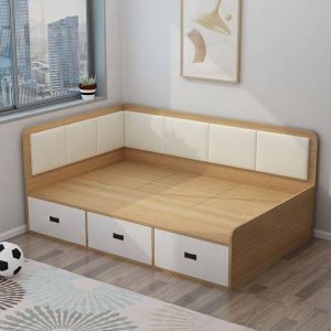 Customized tatami bed small unit storage soft bag drawer floor to floor high childrens bed with fence simple and modern