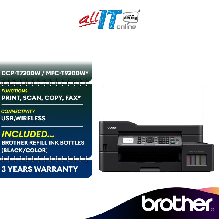 Brother DCP-T720DW / Brother MFC-T920DW All-in-One Wireless Inkjet ...