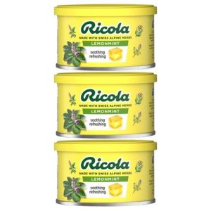 Ricola Lemon Mint Swiss Herb Candy – Refreshing Herbal Mint Sweets 100g x 3-Pack | Soothing Sugar Herb Candy