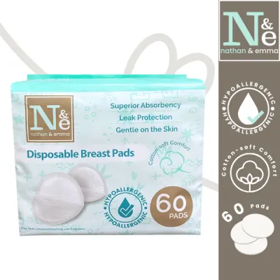 Nathan & Emma Disposable Breast Pads | 60 Pads | Breastfeeding Essentials